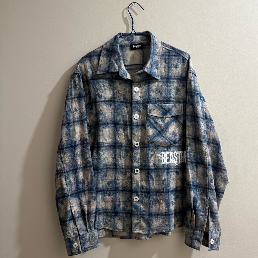 Blue Plaid Men's Button-Up Shirt